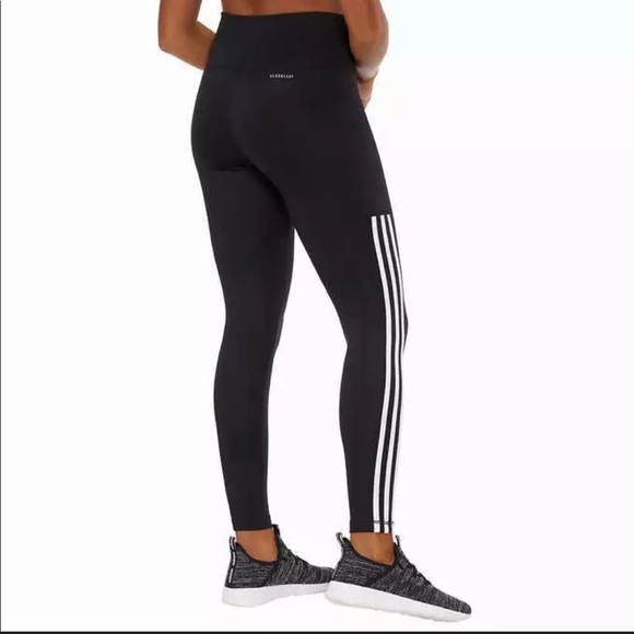 New! Adidas Black White Three Stripe Active Tight - Picture 3 of 11